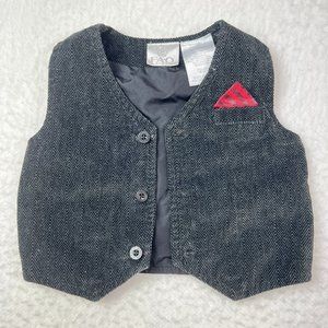 FAO Baby Vest 3M. 8-12lbs. Gray Grey Front Buttons Soft Velvet-Like Feel Hankie